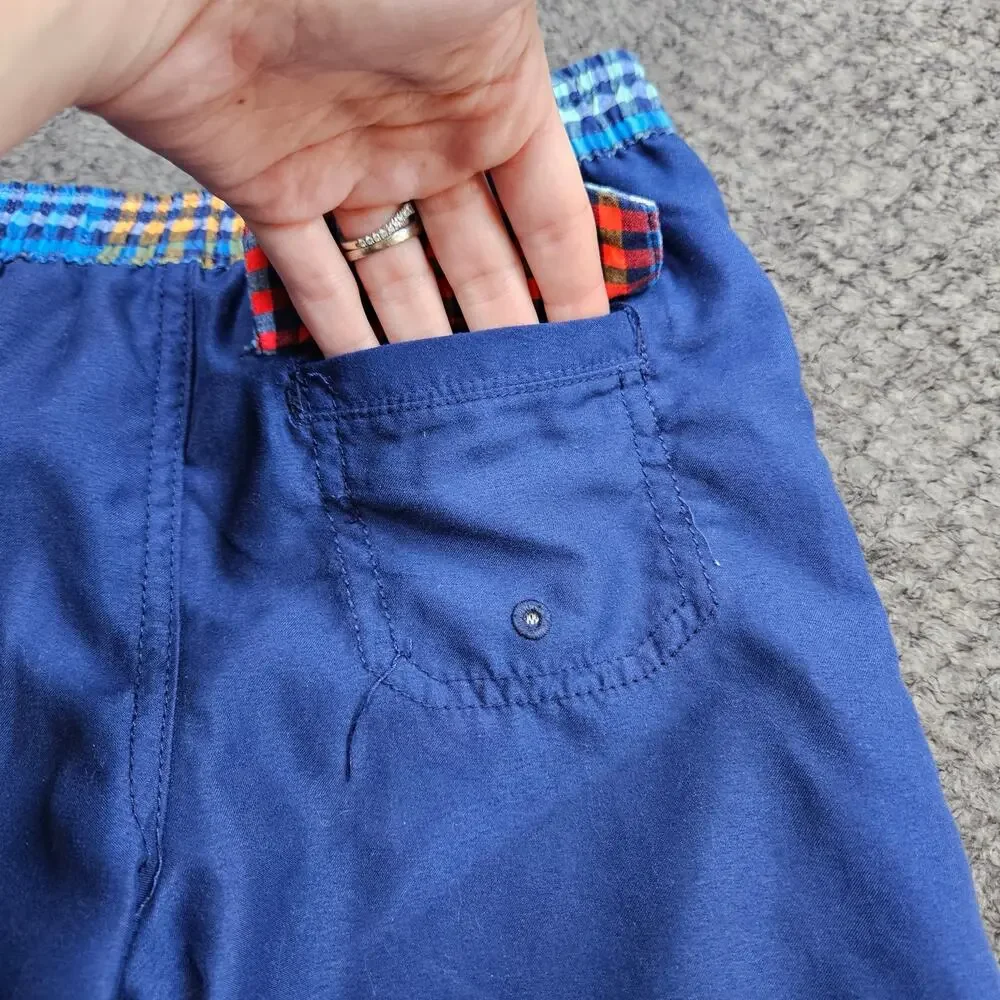 Kids Tommy Bahama Size 4T Swim Trunk Short Red White Blue Plaid Yellow Fish Logo - Picture 4 of 6